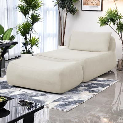 Chenille Bean Bag Chair with Ottoman Waist Pillow and Large Memory Foam Lounger for Adults