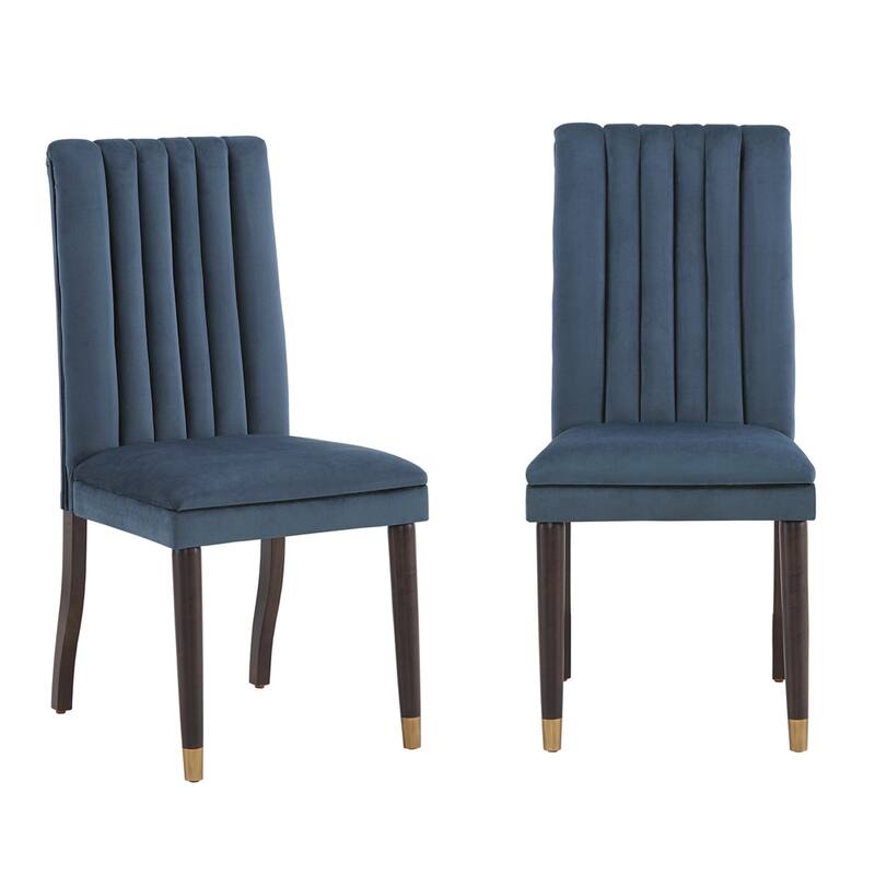 Noricum Velvet Channel Back Dining Chairs (Set of 2) - Blue Velvet