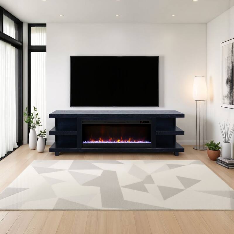 Bridgevine Home Laurel Canyon 82 inch Fireplace TV Stand for TVs up to 90 inches, Minimal Assembly - Clove