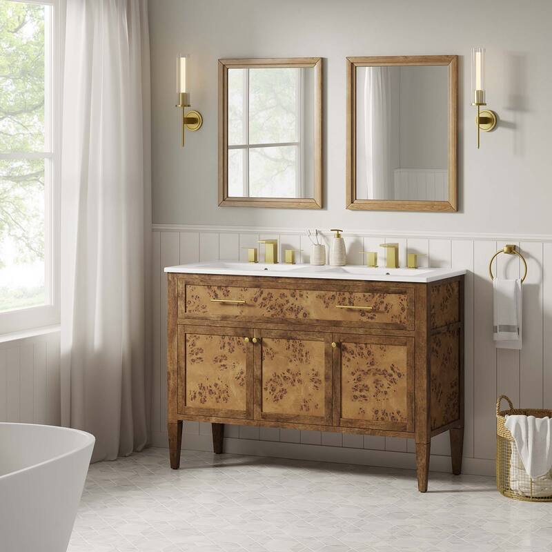 Elysian Bathroom Cabinet Basin Not Included - 48" Double - White Brown
