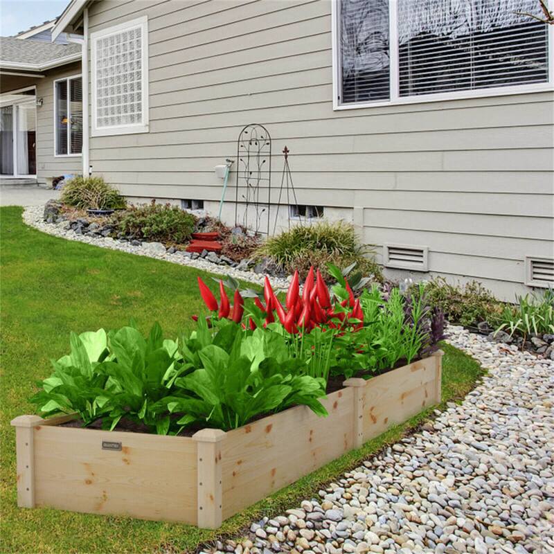Wooden Raised Garden Bed for Vegetables Flowers Fruit