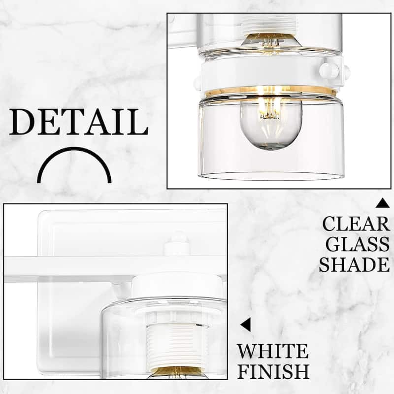 Modern 4-Light Bathroom Vanity Light,Fixtures Over Mirror with Clear Glass,White or Black and Gold Finish