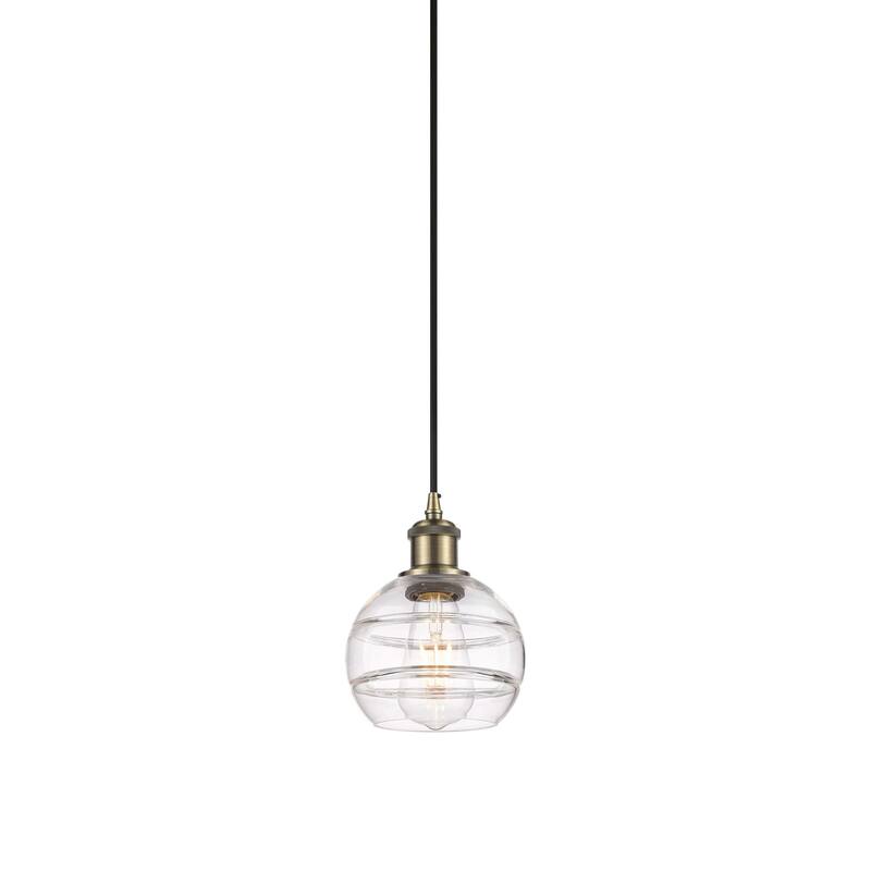 Innovations Lighting 516-1P-8-6 Rochester Pendant Rochester 6" Wide - Antique Brass / Clear
