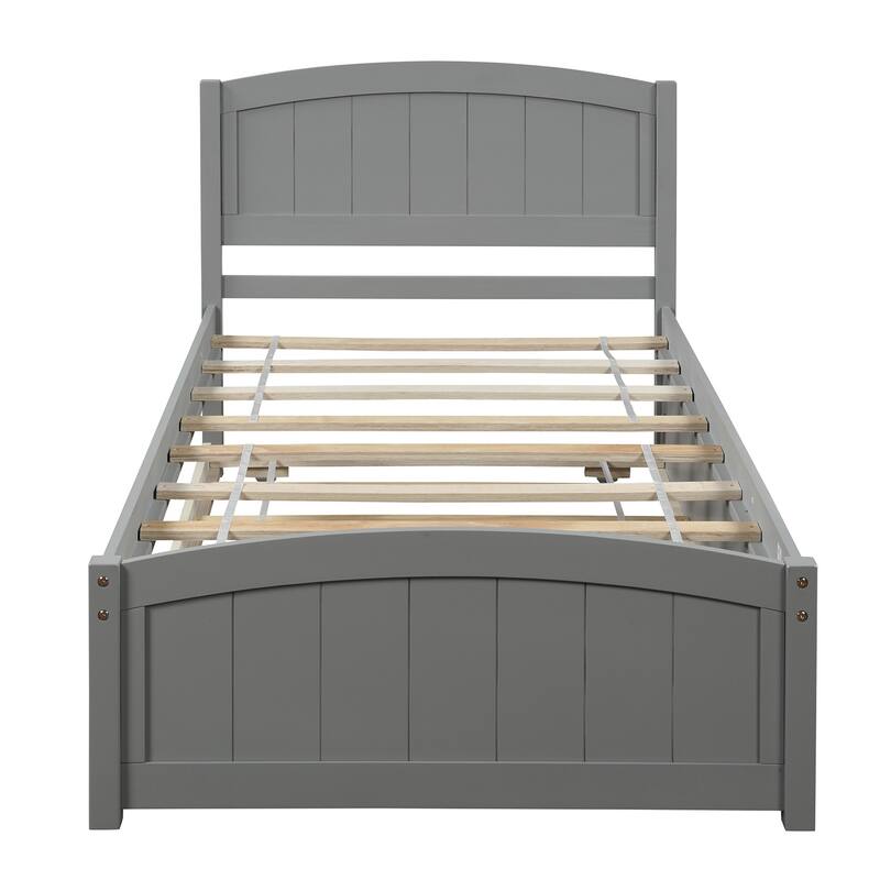 Solid Pine Twin Platform Bed with Trundle for Extra Sleeping Space