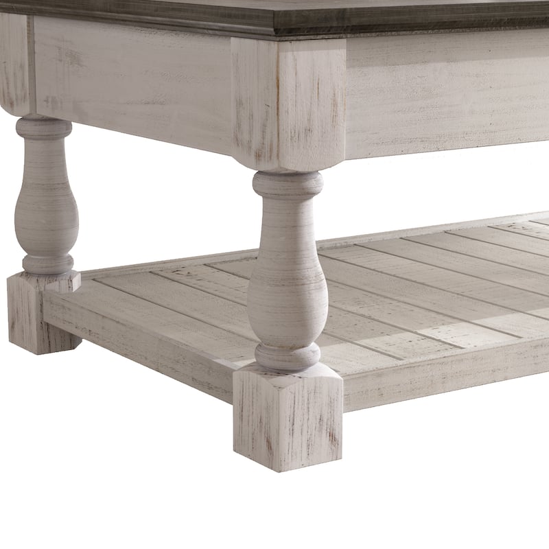 Farmhouse 47.24" Lift Top Coffee Table with Storage Trays Handcrafted Solid Wood for Stylish Living Room Storage