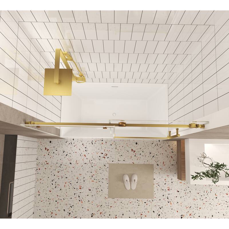 60 "W x 60" H Frameless Shower Door with Stainless Steel Handle - 60'' x 0.31'' x 60''