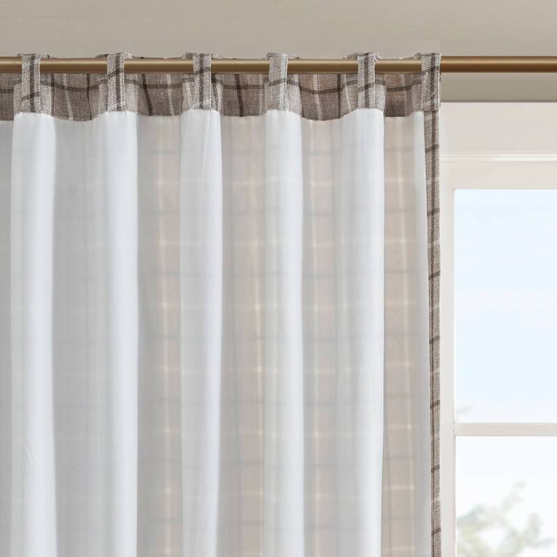 Madison Park Anaheim Plaid Rod Pocket and Back Tab Single Curtain Panel with Fleece Lining