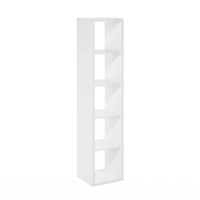 Furinno Cubicle Open Back Decorative Verticle Cube Storage Organizer, 5-Cube, White