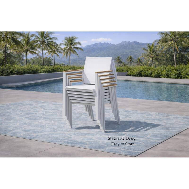 Madeira White 11-Piece Aluminum Outdoor Dining Set with Sling Set in White - N/A