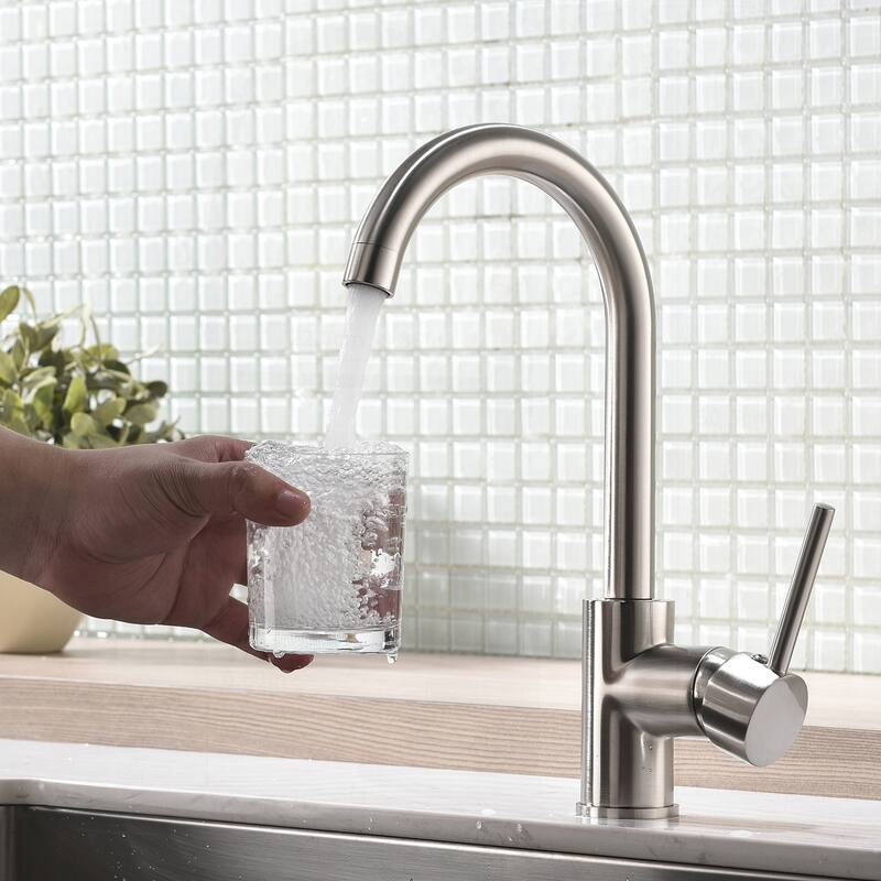 Stainless Steel Single Handle Kitchen Faucet with 360-Degree Rotation