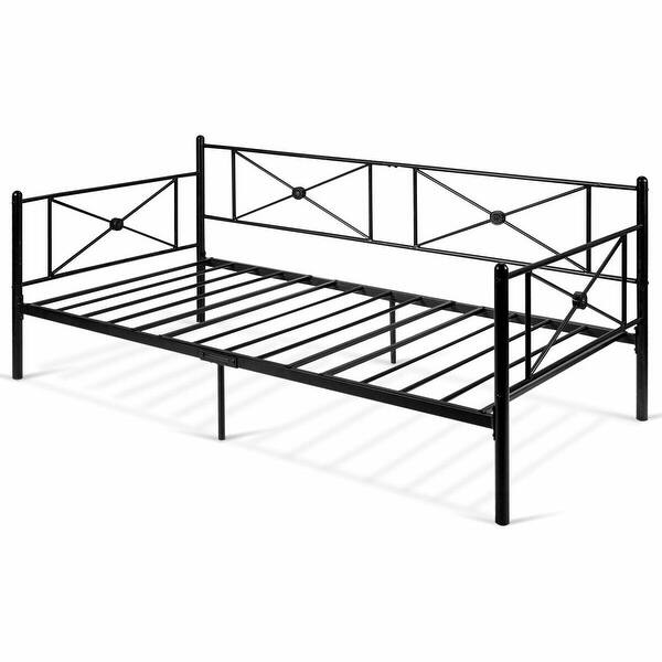 Shop Gymax Metal Daybed Twin Bed Frame Stable Steel Slats Platform