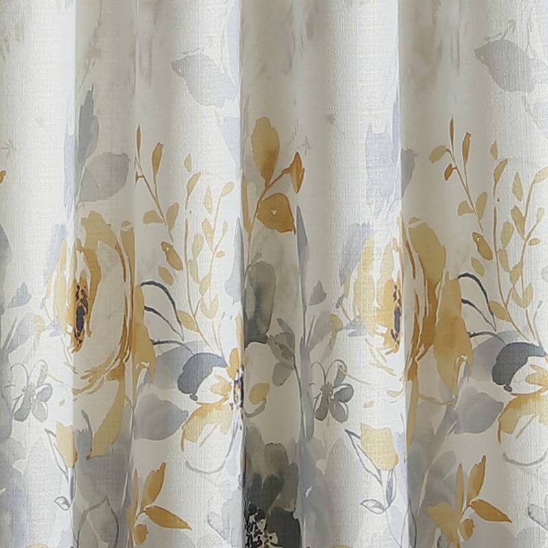 Watercolor Floral Flip Over Rod Pocket Single Curtain Panel