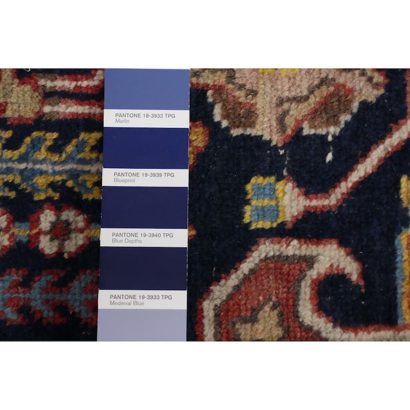 Hand Knotted Oriental 100% Wool Carpet Traditional Floral Navy Blue & Blues Tabriz Area Rug - 10' 6'' X 7' 2''