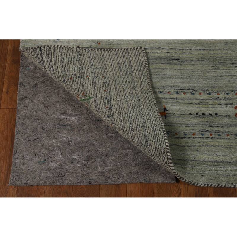 Hand Knotted Oriental 100% Wool Carpet Tribal Animal Pictorial Greys & Charcoal Gabbeh Area Rug - 8' 1'' X 5' 0''