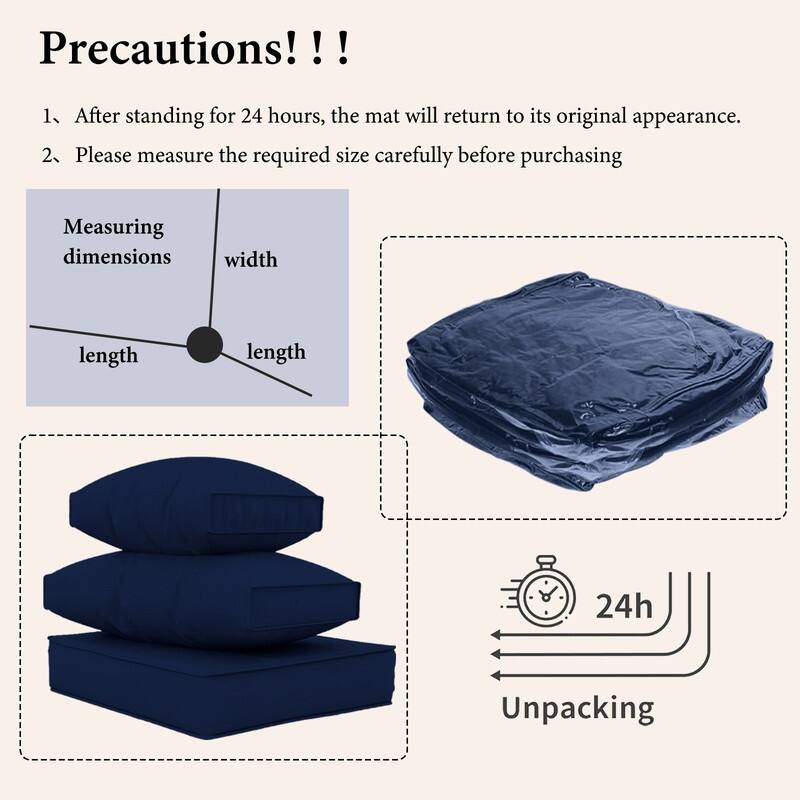 14pcs Outdoor Couch Cushions,4" Waterproof Sectional Rattan Conversation Set Cushions(Only Cushions+Covers,No Sofa) - 14PCS