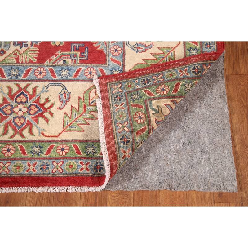Red Geometric Kazak Area Rug Handmade Wool Carpet - 7'11" x 9'11"