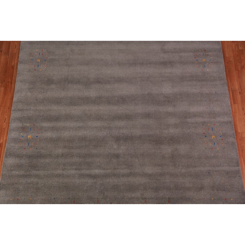 Tribal Gabbeh Indian Area Rug Hand-Knotted Oriental Wool Carpet - 8'1" x 9'10"