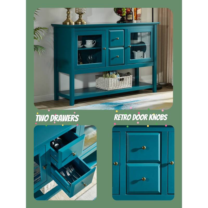 52" Modern Sideboard Storage with Adjustable Shelves, Sideboard Buffet Cabinet with 2 Doors, Credenzas