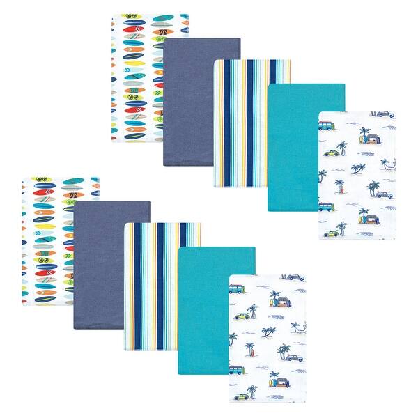 slide 1 of 1, Hudson Baby Infant Boy Cotton Flannel Burp Cloths, Surfer Dude, One Size - Surfer Dude - One Size One Size - Surfer Dude