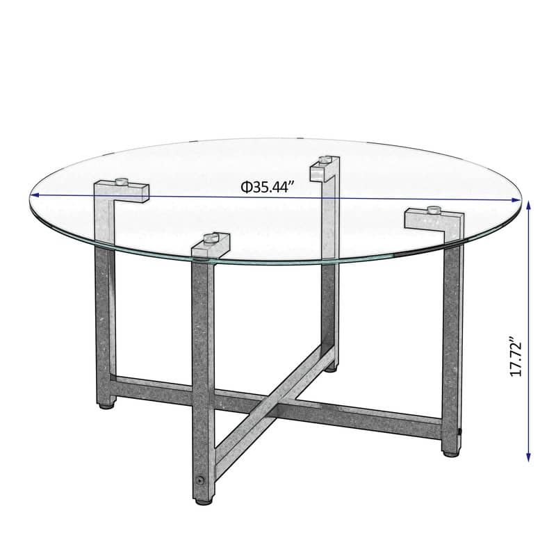 35.5'' Round Black or Transparent Coffee Table