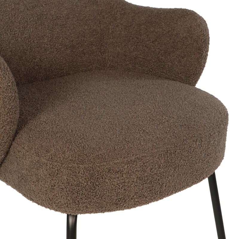 Furnish Theory Nordic Comfort Dining Armchair Arm Chair w/ Various Boucle Fabric Upholstery Covers & Steel Leg Finishes