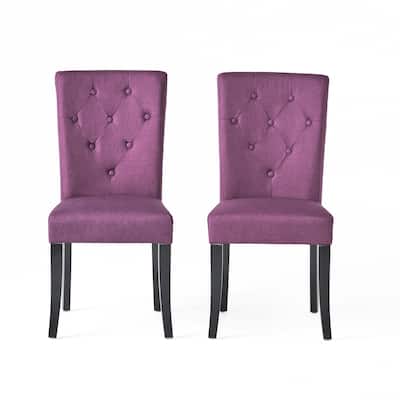 2 Set Fabric Dining Chairs Dining Side Chair Tufted Back Accent Chair
