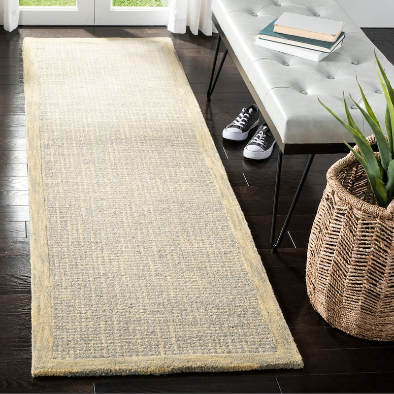 SAFAVIEH Handmade Abstract Filiz Modern Wool Rug - 2'3" x 8' Runner - Gold/Grey