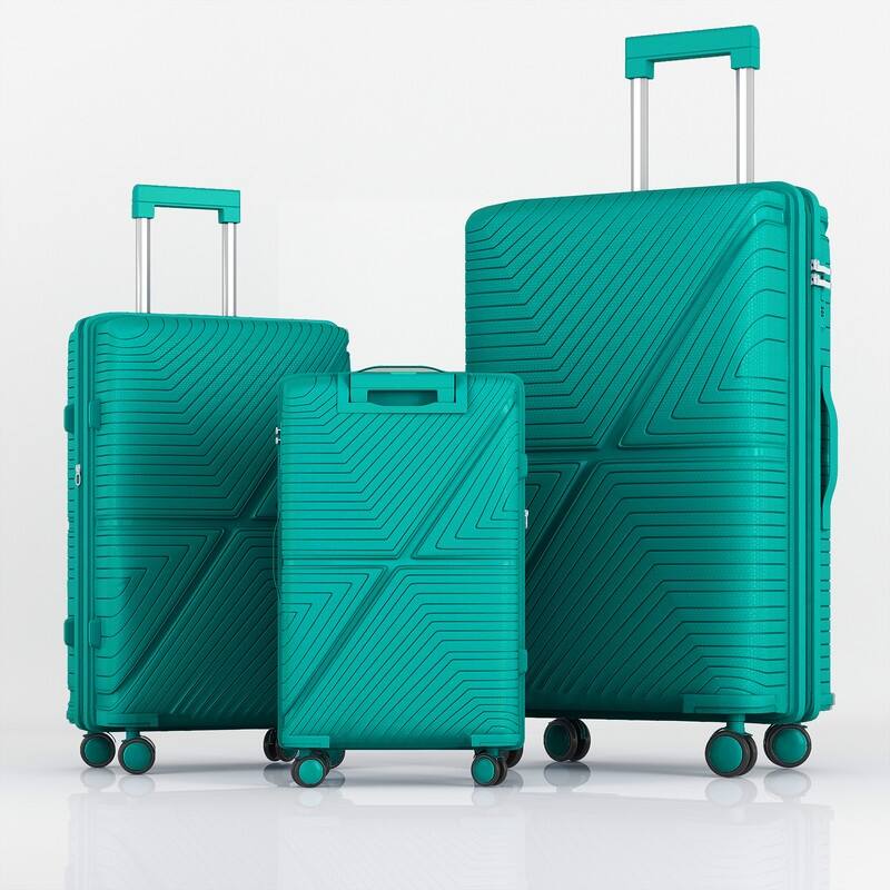 Mixoy Light weight Luggage with Spinner Wheels & YKK Zipper, 3-Piece Suitcase ABS Hardside Luggage Set with TSA Lock - Green