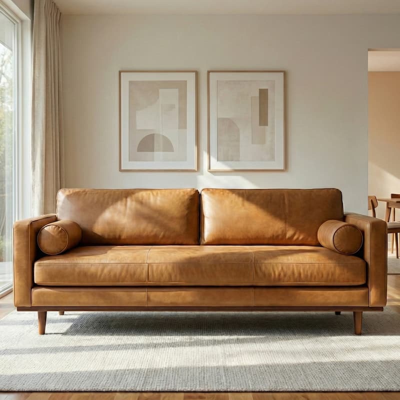 WYNDENHALL Brixley 89 inch Wide Mid-Century Modern Sofa - 88.8" W x 38.25" D x 34" H  - Sienna