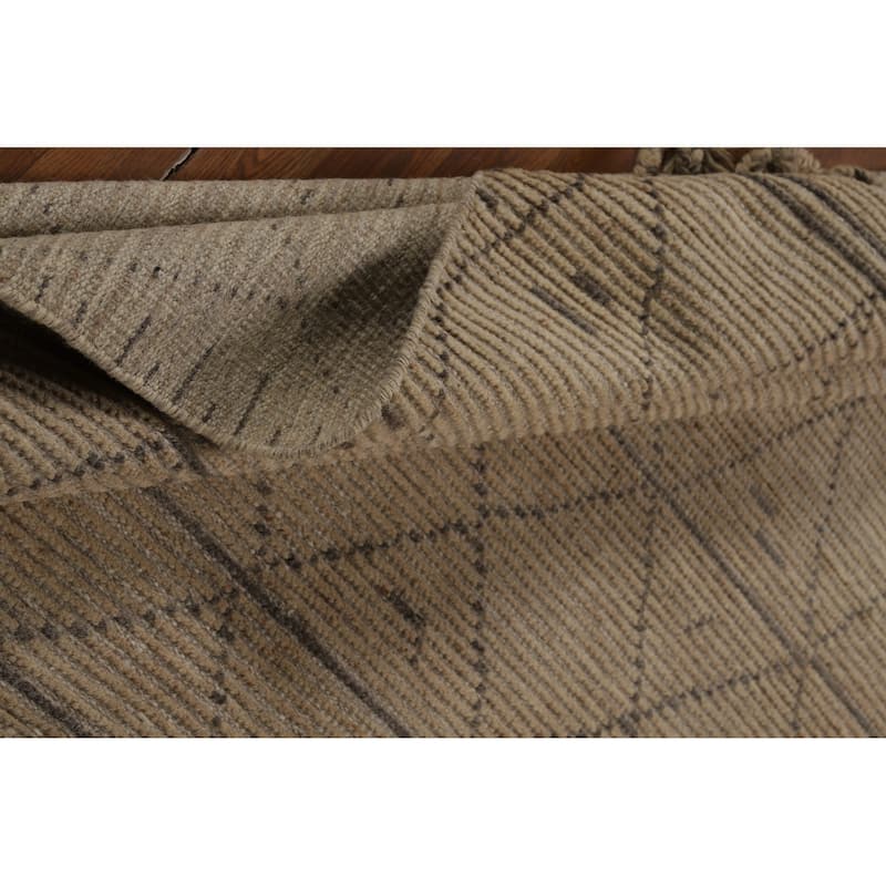 Trellis Moroccan Oriental Area Rug Hand-Knotted Wool Carpet - 5'6" x 8'7"