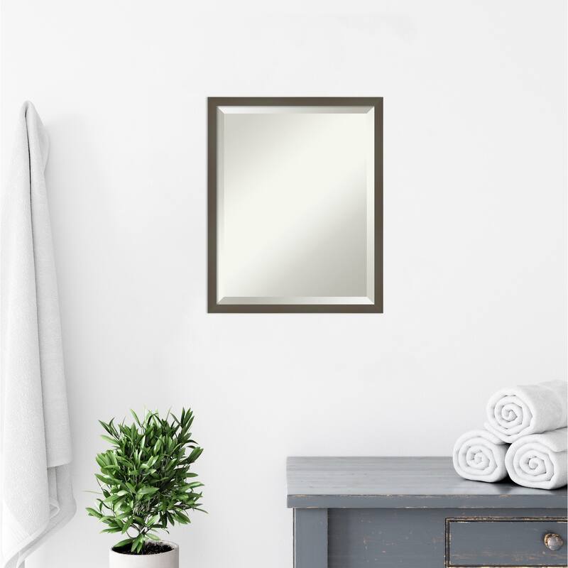 Beveled Wood Bathroom Wall Mirror - Svelte Frame