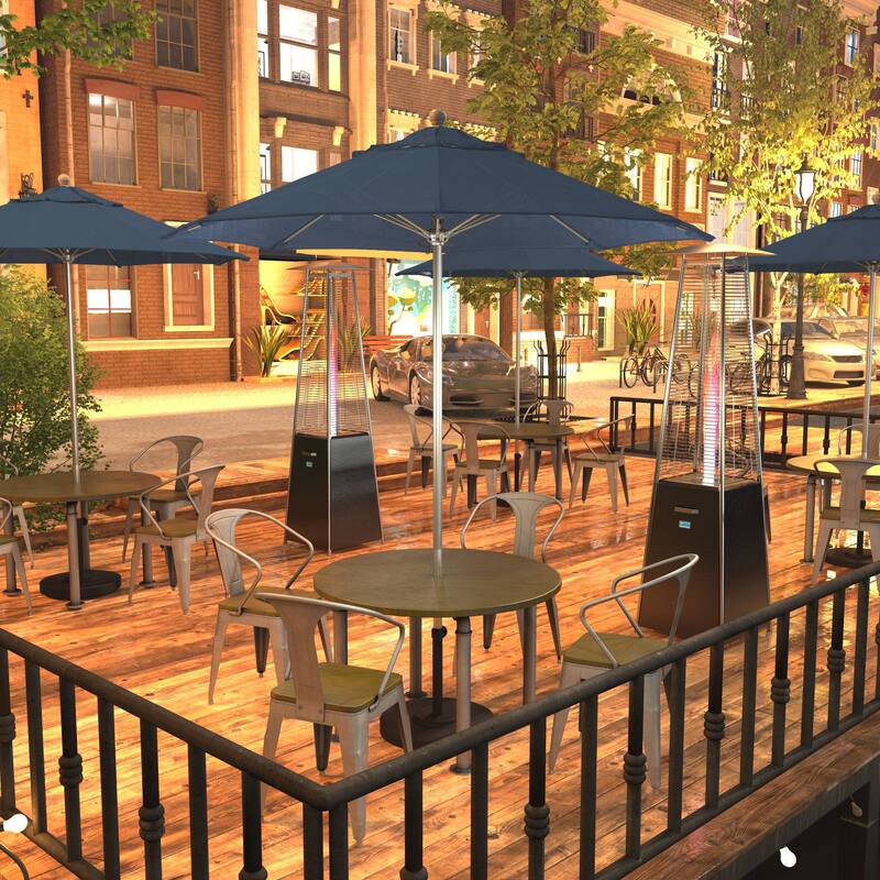 California Umbrella 7.5' Rd. Aluminum Frame, Fiberglass Rib Market Umbrella, Push Open,Anodized Silver Finish, Pacifica Fabric - Sapphire