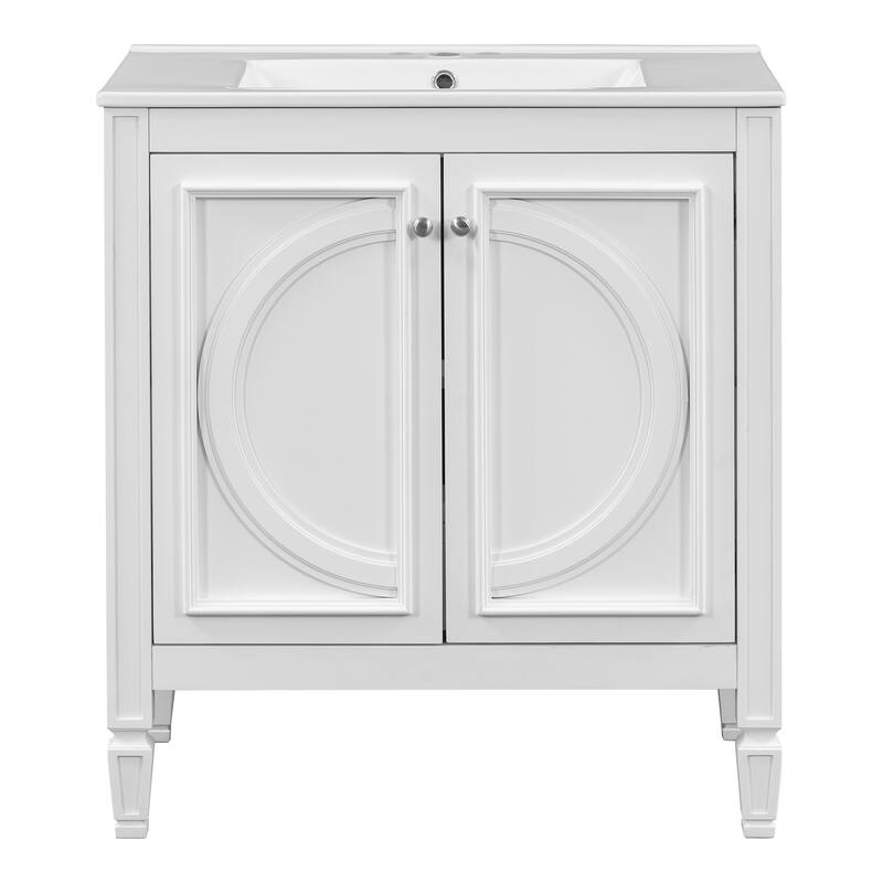 30" Bathroom Vanity With Sink, Two Doors With Shelf, Soft Close Door Hinges, Vintage Style
