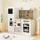 preview thumbnail 12 of 17, Wooden Play Set Kitchen MDF Stainless Steel Lighted Microwave Ice Maker Ample Storage for Kids 3 Years Old and Up