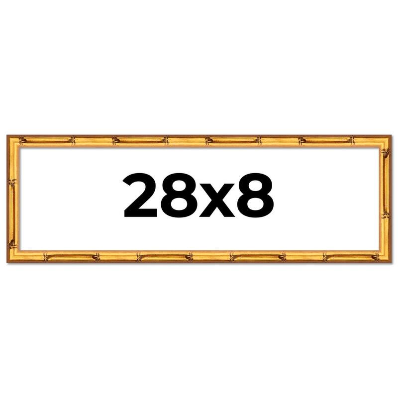 28x8 Frame Gold Bamboo Picture Frame Modern Photo Frame Includes UV Acrylic Shatter Guard Front Acid Free Foam Backing Board