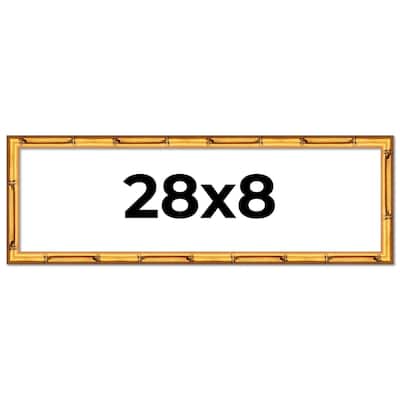 28x8 Frame Gold Bamboo Picture Frame Modern Photo Frame Includes UV Acrylic Shatter Guard Front Acid Free Foam Backing Board