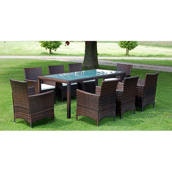 vidaXL Outdoor Dining Table Poly Rattan Brown Party 150x90x75cm/190x90x75cm 