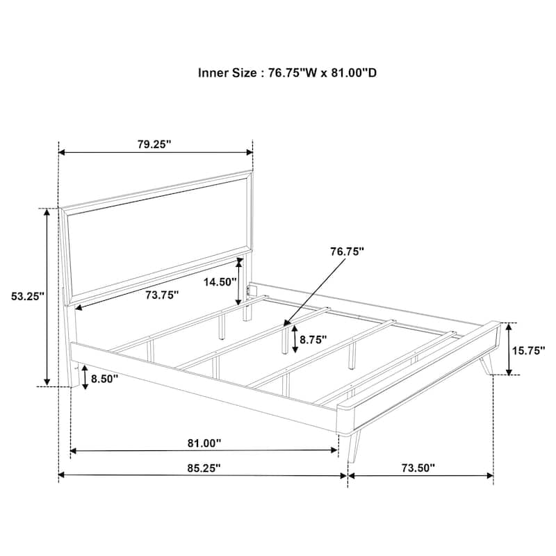 Janelle Mid-Century Modern Wood Panel Bed White