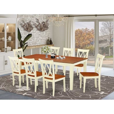 Southwestern Dining Set 9Pc Rectangle Table & 8 Chairs - 60/78" Extendable Kitchen Table