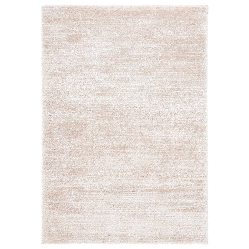 SAFAVIEH Tahoe Shag Yaprak Abstract 1.2-inch Thick Rug - 6'7" Square - Ivory/Gold - Square