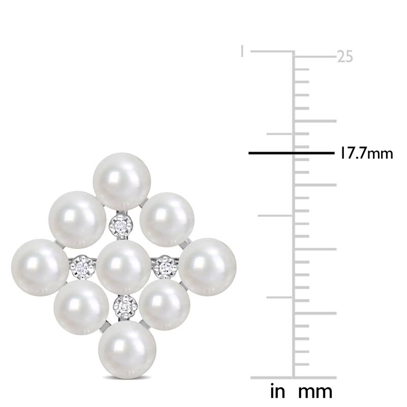Miadora 4-4.5mm Cultured Freshwater Pearl and Diamond Accent Stud Earrings in Sterling Silver