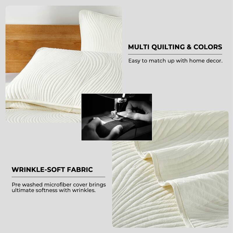 3-Piece Reversible Ultra Lighweight Coverlet Premium Microfiber Bedspread Quilt Set