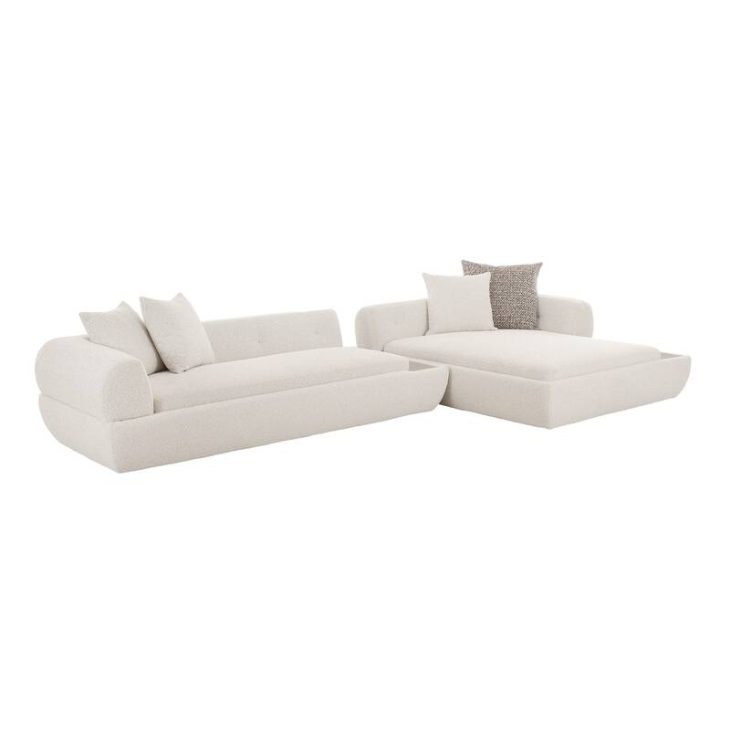 Pasargad Home Amara Beige Sectional Sofa 2 Pieces - W148"xD57"xH26"