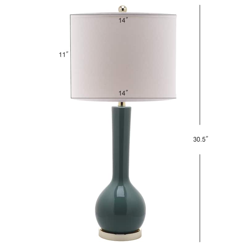 SAFAVIEH Lighting Brigid 31-inch Long Neck Ceramic White Table Lamp (Set of 2) - 14"x14"x30.5" - 14Wx14Dx31H