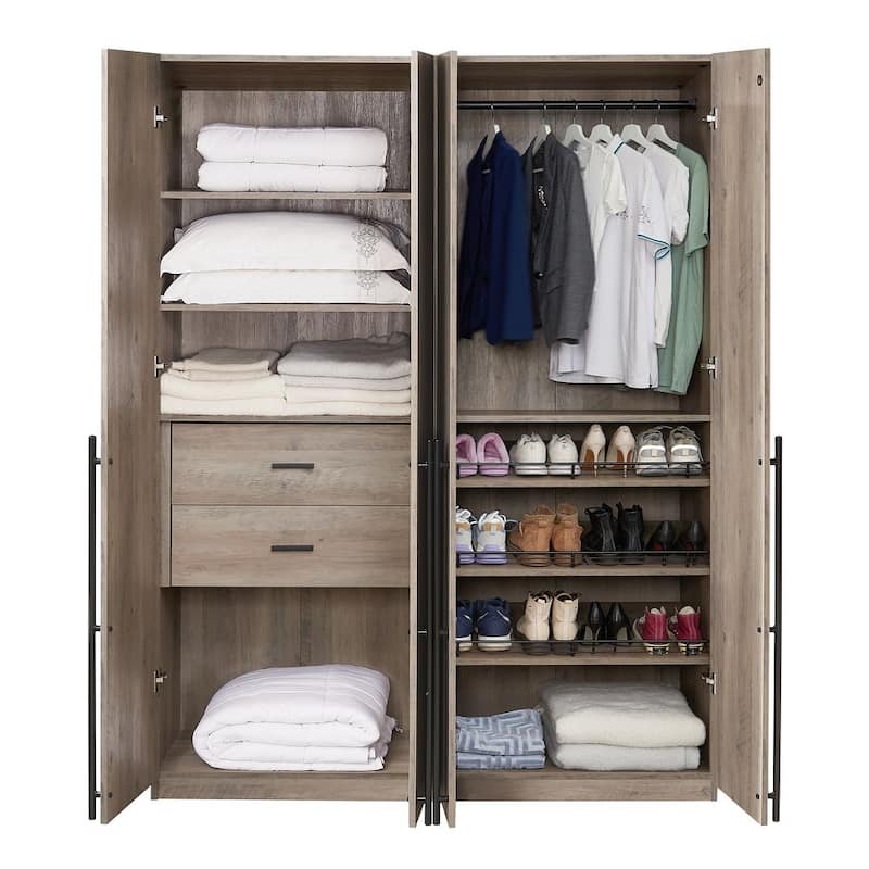 Manhattan Comfort Lee Modern Freestanding 2-Piece Module Wardrobe Closet Armoire