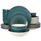 preview thumbnail 1 of 5, Elama Gia 24 Piece Round Stoneware Dinnerware Set in Dark Green