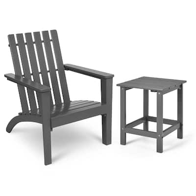 Costway 2PCS Patio Adirondack Chair Side Table Set Solid Wood Garden