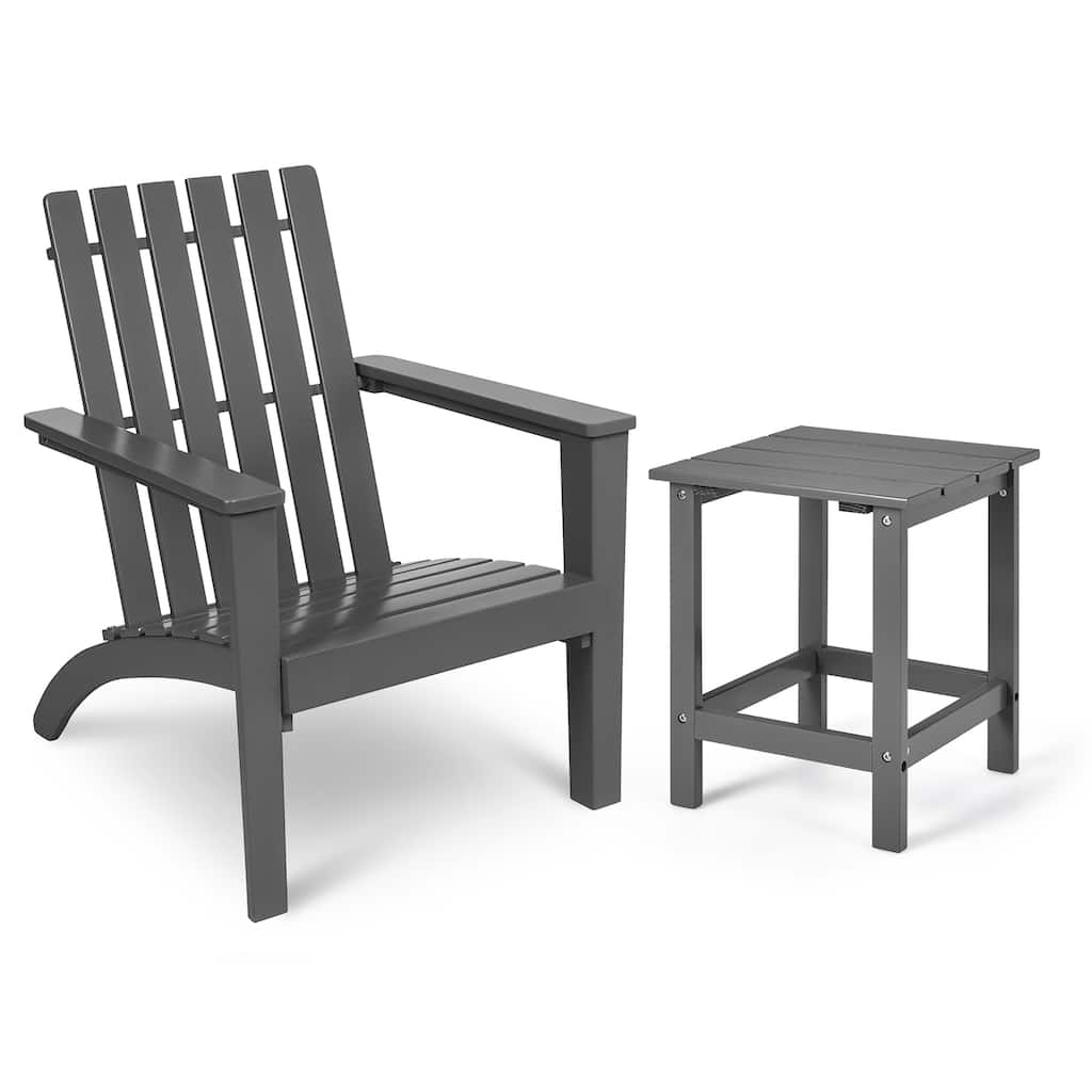 Costway 2PCS Patio Adirondack Chair Side Table Set Solid Wood Garden