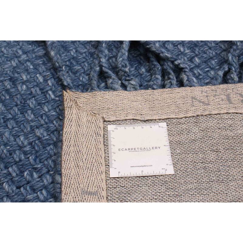 ECARPETGALLERY Braid weave Sienna Blue Wool Rug - 2'6 x 7'10