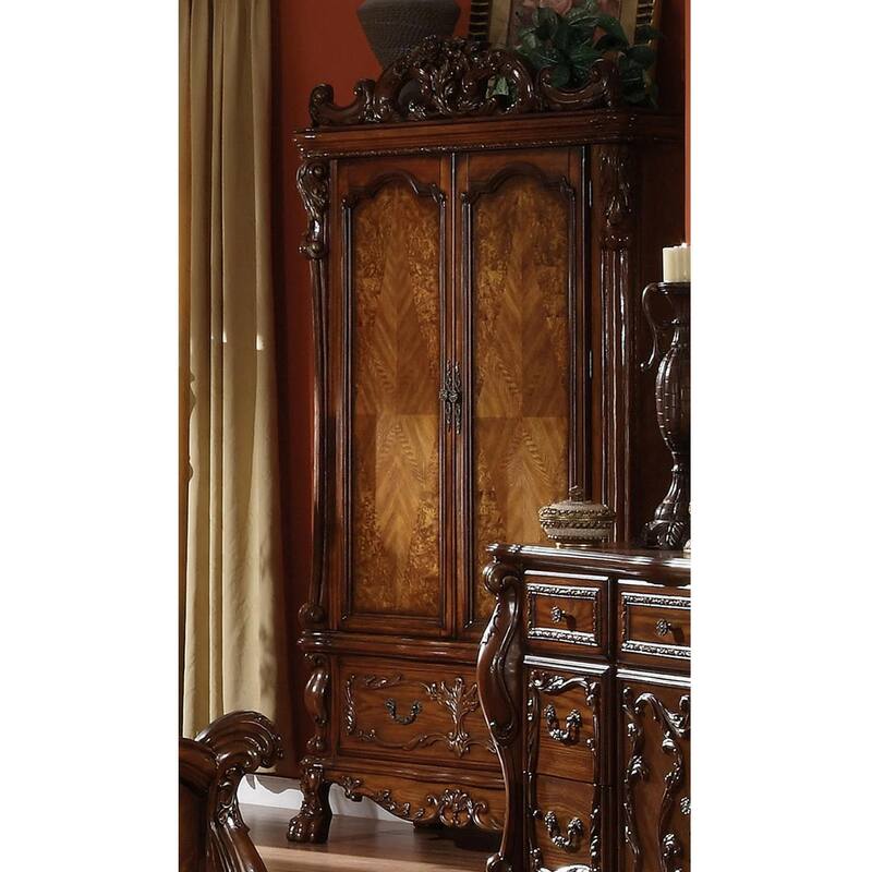 2 Doors and 1 Drawer Wood Armoire in Cherry Oak Finish